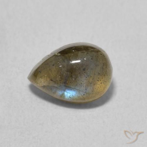 0.87ct Naturale Multicolore Labradorite, Forma a pera, Traslucido
