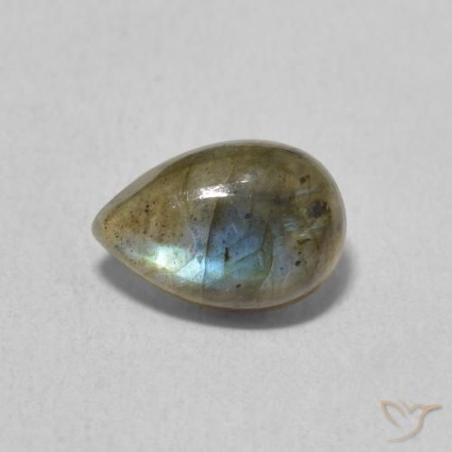 1.58ct Naturale Multicolore Labradorite, Forma a pera, Traslucido