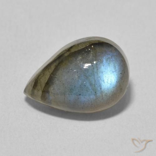 3.90ct Naturale Multicolore Labradorite, Forma a pera, Traslucido