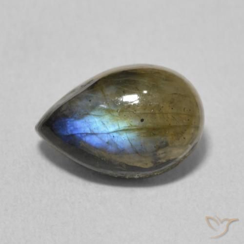 2.31ct Naturale Multicolore Labradorite, Forma a pera, Traslucido