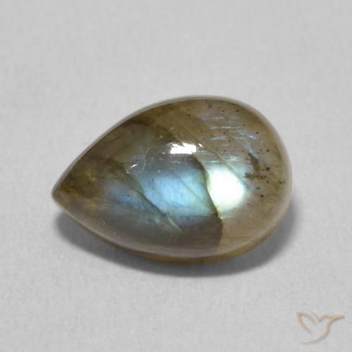 2.48ct Naturale Multicolore Labradorite, Forma a pera, Traslucido