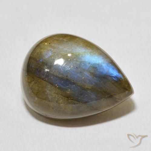 10.09ct Naturale Multicolore Labradorite, Forma a pera, Traslucido