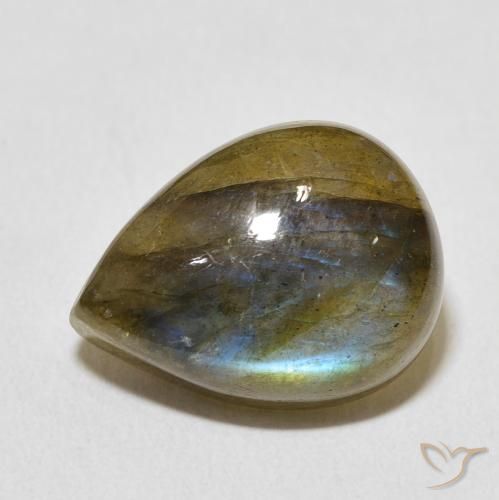 Labradorite Multicolore naturale da 10.09 ct, Forma a pera, Traslucido