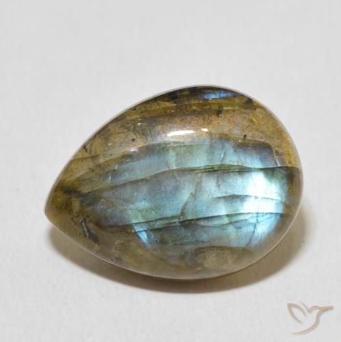 8.07ct Naturale Multicolore Labradorite, Forma a pera, Traslucido