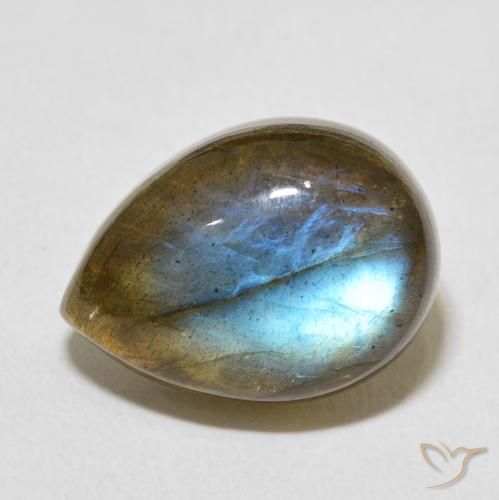 10.10ct Naturale Multicolore Labradorite, Forma a pera, Traslucido