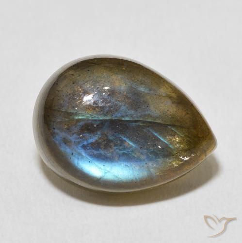 Labradorite Multicolore naturale da 10.10 ct, Forma a pera, Traslucido