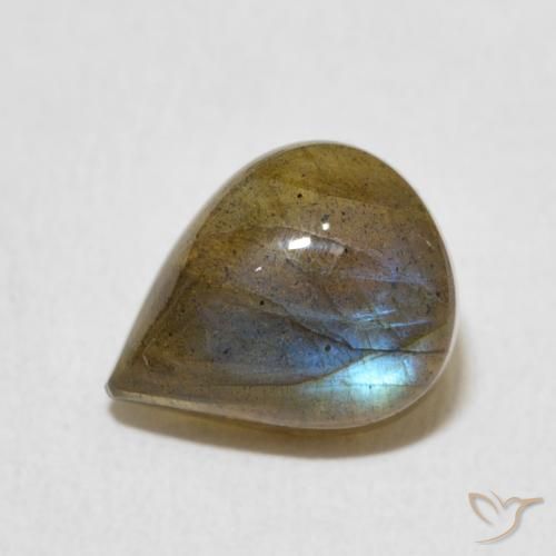 2.77ct Naturale Multicolore Labradorite, Forma a pera, Traslucido