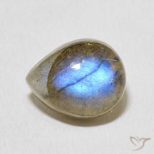 3.91ct Naturale Multicolore Labradorite, Forma a pera, Traslucido