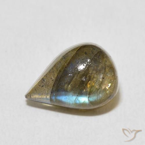 2.67ct Naturale Multicolore Labradorite, Forma a pera, Traslucido