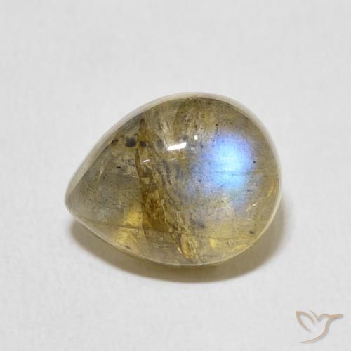 3.95ct Naturale Multicolore Labradorite, Forma a pera, Traslucido