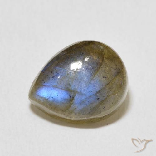 3.87ct Naturale Multicolore Labradorite, Forma a pera, Traslucido