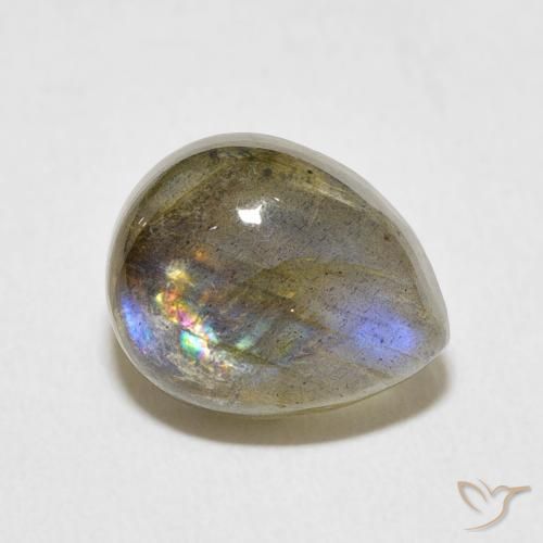 Labradorite Multicolore naturale da 3.92 ct, Forma a pera, Traslucido