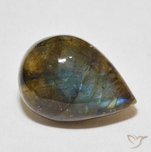 Labradorite Multicolore naturale da 11.30 ct, Forma a pera, Traslucido
