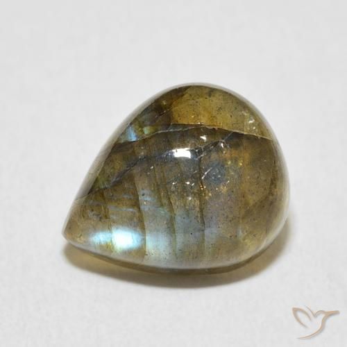 4.78ct Naturale Multicolore Labradorite, Forma a pera, Traslucido
