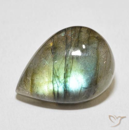 11.64ct Naturale Multicolore Labradorite, Forma a pera, Traslucido