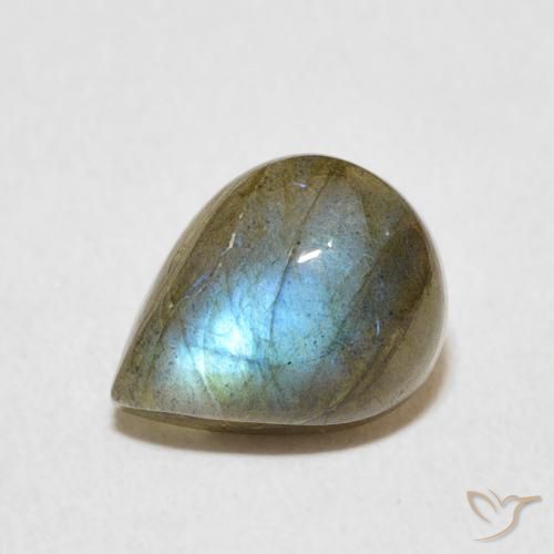 2.65ct Naturale Multicolore Labradorite, Forma a pera, Traslucido