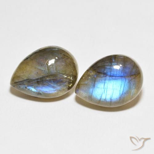 19.45ctw Naturale Multicolore Labradorite, Forma a pera, Traslucido