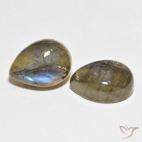 Gemme di Labradorite Multicolore naturale da 19.45 ct, Forma a pera, Traslucido
