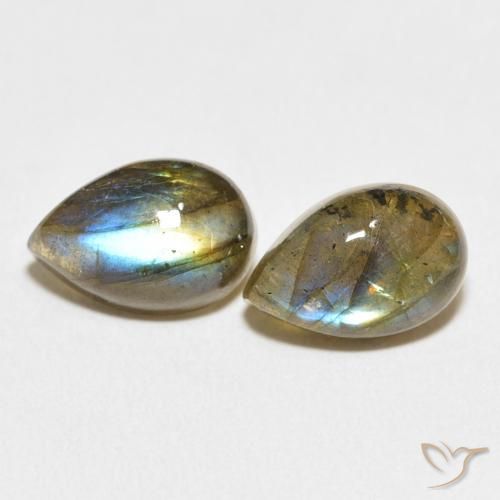 7.64ctw Naturale Multicolore Labradorite, Forma a pera, Traslucido