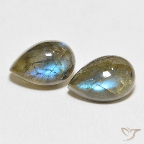 8.16ctw Naturale Multicolore Labradorite, Forma a pera, Traslucido