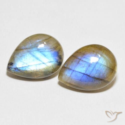 16.50ctw Naturale Multicolore Labradorite, Forma a pera, Traslucido
