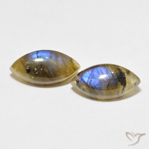 7.16ctw Naturale Multicolore Labradorite, Taglio marquise, Traslucido