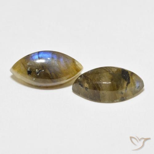 Gemme di Labradorite Multicolore naturale da 7.16 ct, Taglio marquise, Traslucido