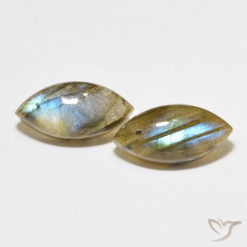 4.70ctw Naturale Multicolore Labradorite, Taglio marquise, Traslucido