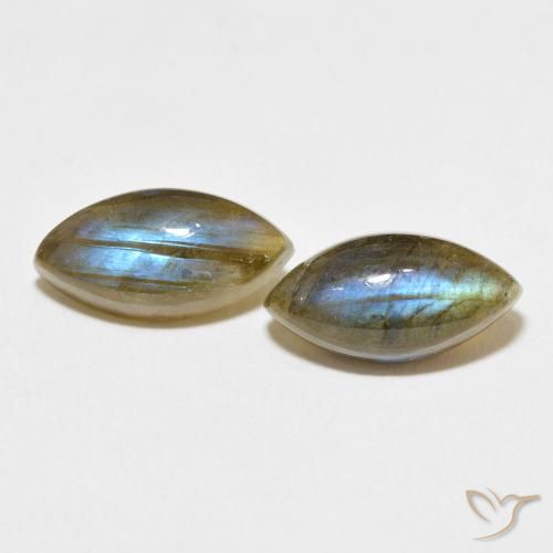 Gemme di Labradorite Multicolore naturale da 7.44 ct, Taglio marquise, Traslucido