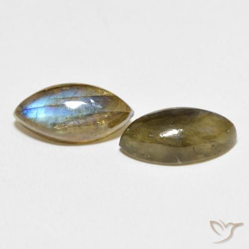 Gemme di Labradorite Multicolore naturale da 6.65 ct, Taglio marquise, Traslucido