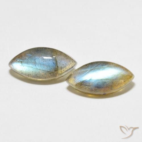7.47ctw Naturale Multicolore Labradorite, Taglio marquise, Traslucido