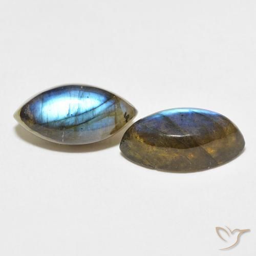 Gemme di Labradorite Multicolore naturale da 7.51 ct, Taglio marquise, Traslucido