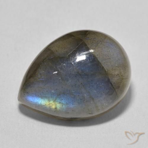 10.67ct Naturale Multicolore Labradorite, Forma a pera, Traslucido