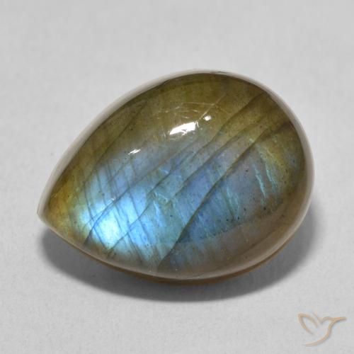 11.00ct Naturale Multicolore Labradorite, Forma a pera, Traslucido