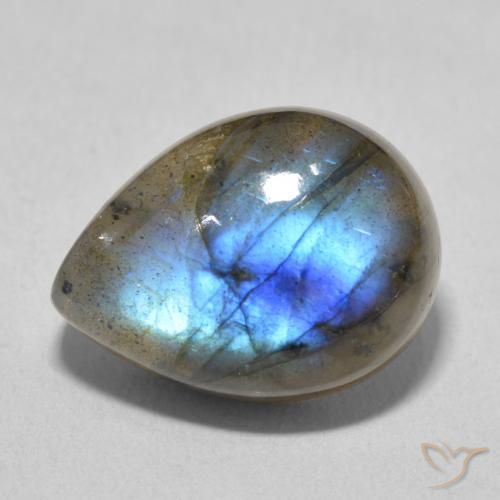 10.74ct Naturale Multicolore Labradorite, Forma a pera, Traslucido