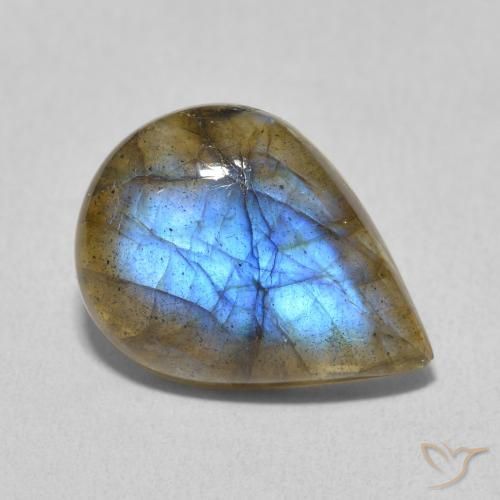 6.23ct Naturale Multicolore Labradorite, Forma a pera, Traslucido