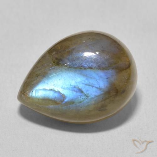10.14ct Naturale Multicolore Labradorite, Forma a pera, Traslucido