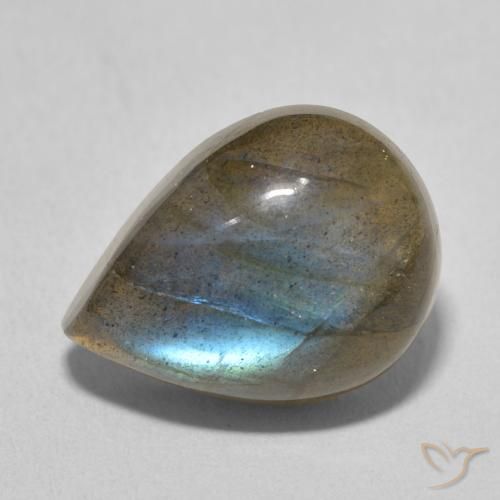 9.62ct Naturale Multicolore Labradorite, Forma a pera, Traslucido