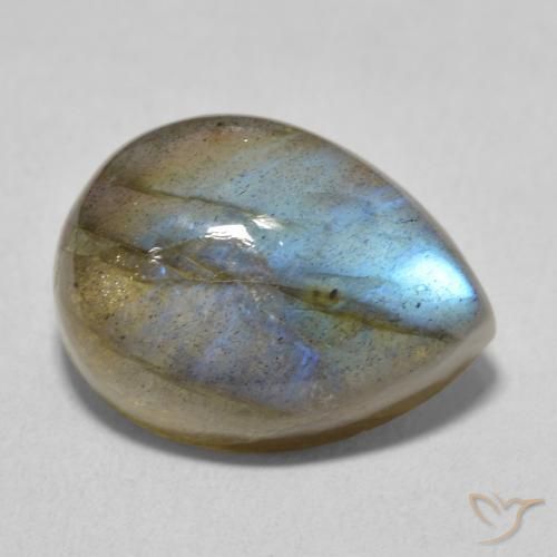 10.35ct Naturale Multicolore Labradorite, Forma a pera, Traslucido
