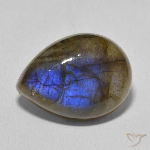 9.73ct Naturale Multicolore Labradorite, Forma a pera, Traslucido