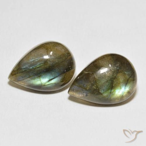 10.82ctw Naturale Multicolore Labradorite, Forma a pera, Traslucido