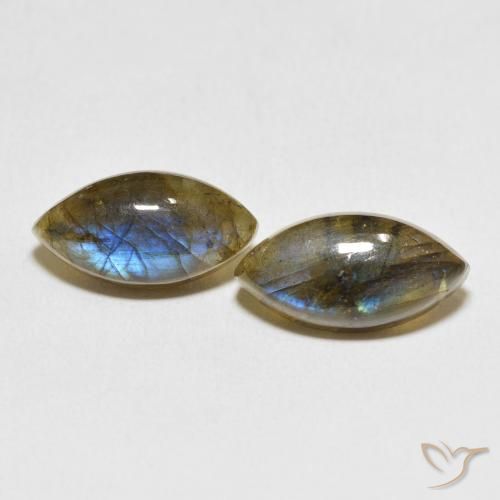 11.07ctw Naturale Multicolore Labradorite, Taglio marquise, Traslucido