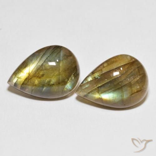 22.48ctw Naturale Multicolore Labradorite, Forma a pera, Traslucido
