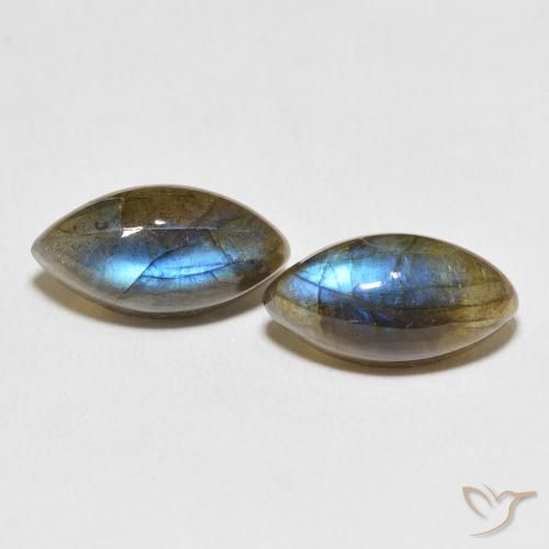 11.00ctw Naturale Multicolore Labradorite, Taglio marquise, Traslucido