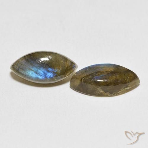 Gemme di Labradorite Multicolore naturale da 6.55 ct, Taglio marquise, Traslucido