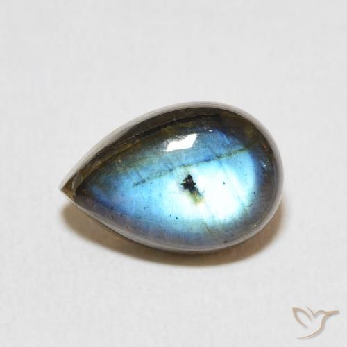 3.95ct Naturale Multicolore Labradorite, Forma a pera, Traslucido