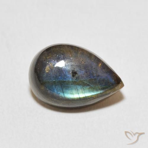 Labradorite Multicolore naturale da 3.95 ct, Forma a pera, Traslucido