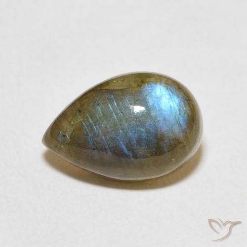 3.87ct Naturale Multicolore Labradorite, Forma a pera, Traslucido