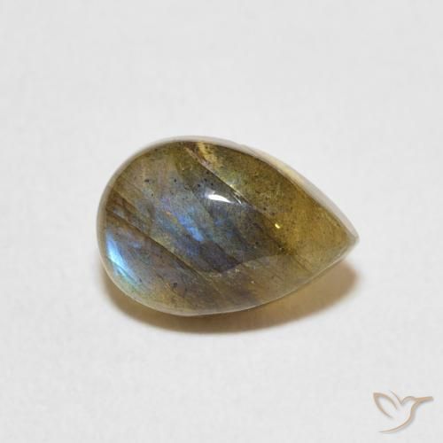 1.80ct Naturale Multicolore Labradorite, Forma a pera, Traslucido