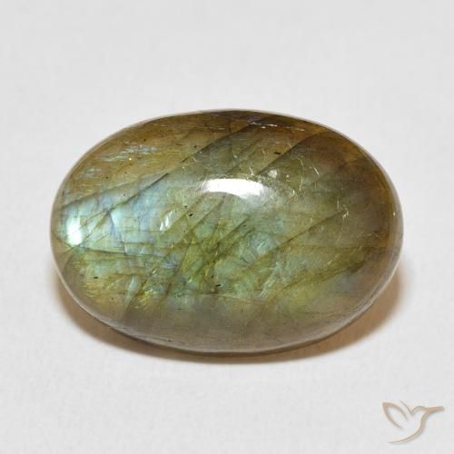 12.53ct Naturale Multicolore Labradorite, Ovale, Traslucido